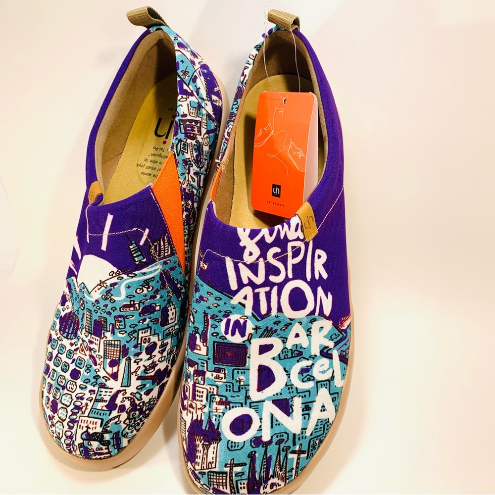 UIN Men’s Canvas Art Shoes Size 46 Slip-On Barcelona Design NWT Rare